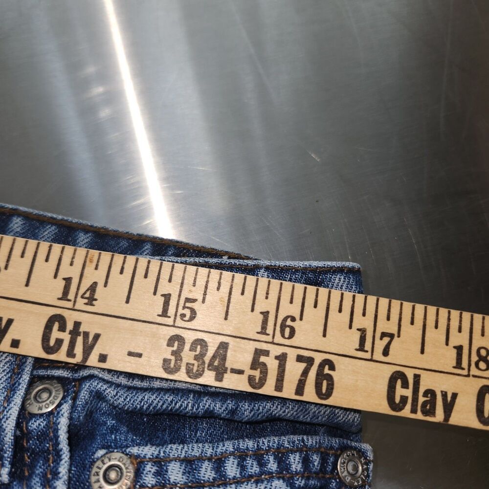 Harley Davidson Medium Blue Wash Denim Jeans Women's Size 12 LONG Boot Cut - Picture 10 of 13